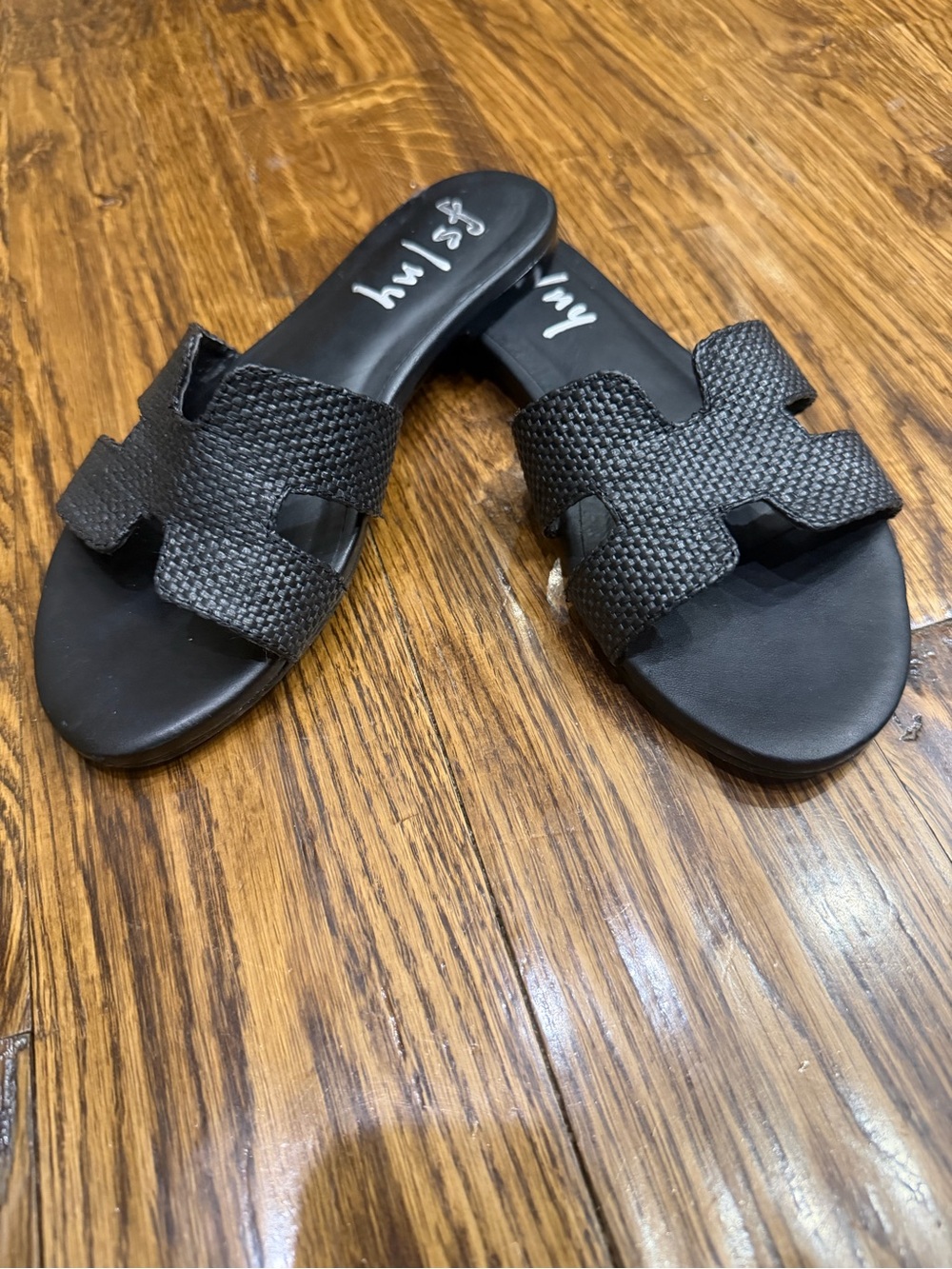 🔥 Designer French Sole Black Woven Slide Sandals - Picture 4 of 7
